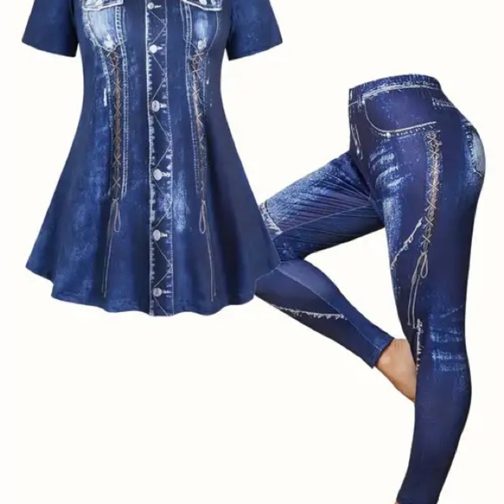 Denim like legging set